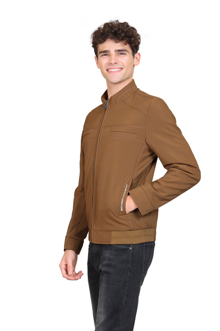 Mock Collar Woollen Bomber Jacket