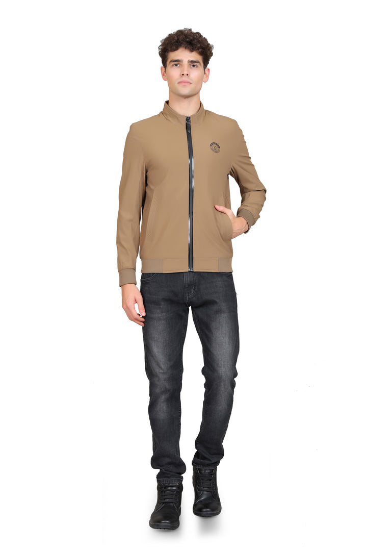 Mock Collar Long Sleeve Lightweight Bomber Jacket