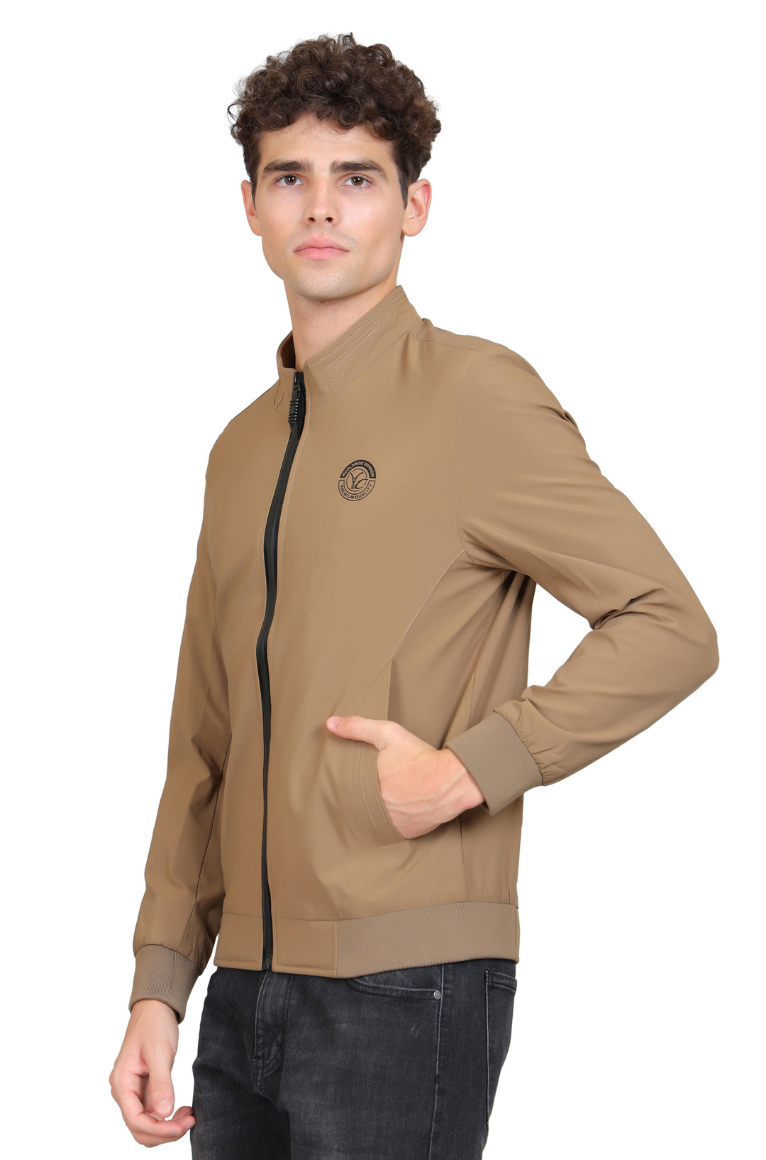 Mock Collar Long Sleeve Lightweight Bomber Jacket