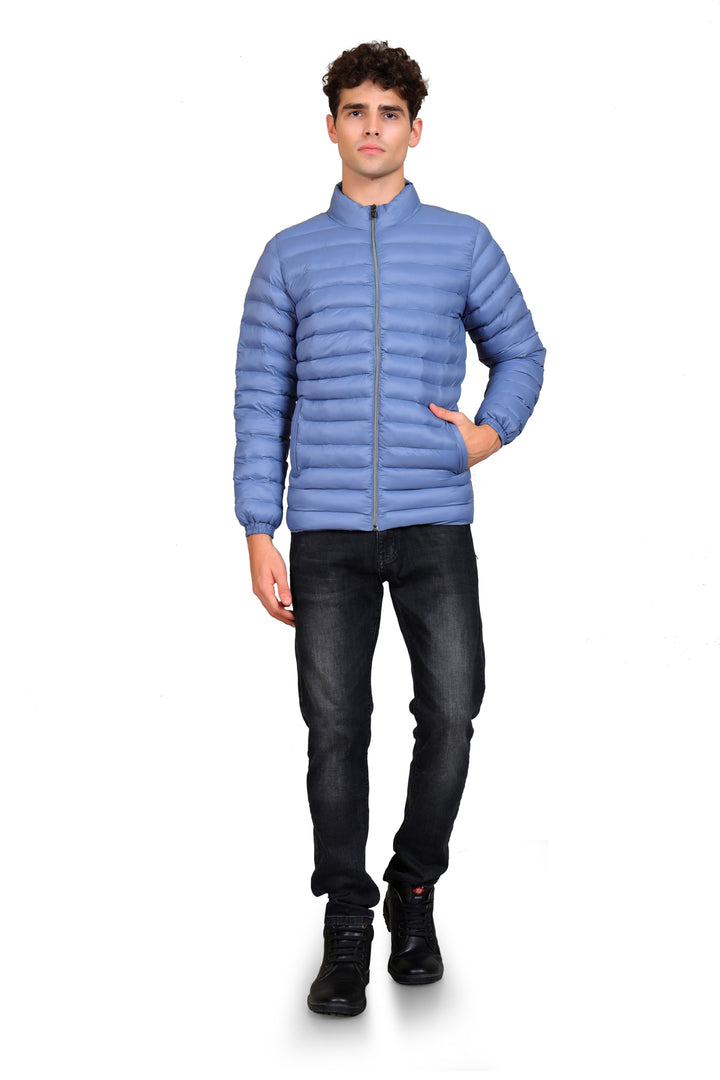 Mock Collar Woolen Puffer Jacket