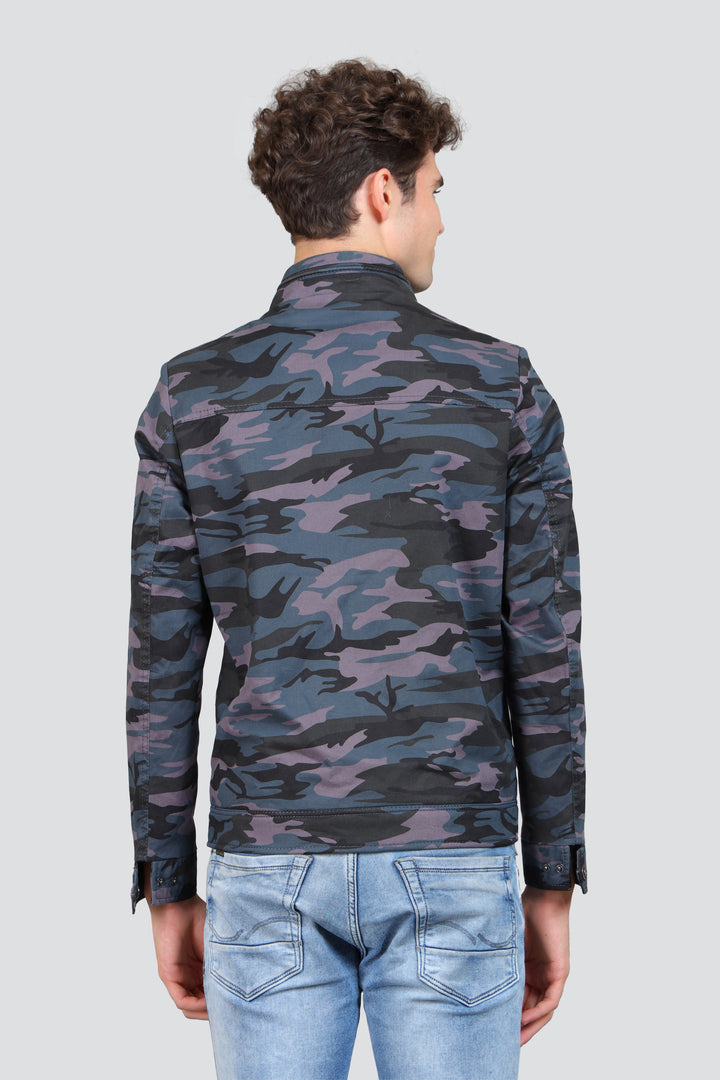 Camouflage Printed Woolen Bomber Jacket