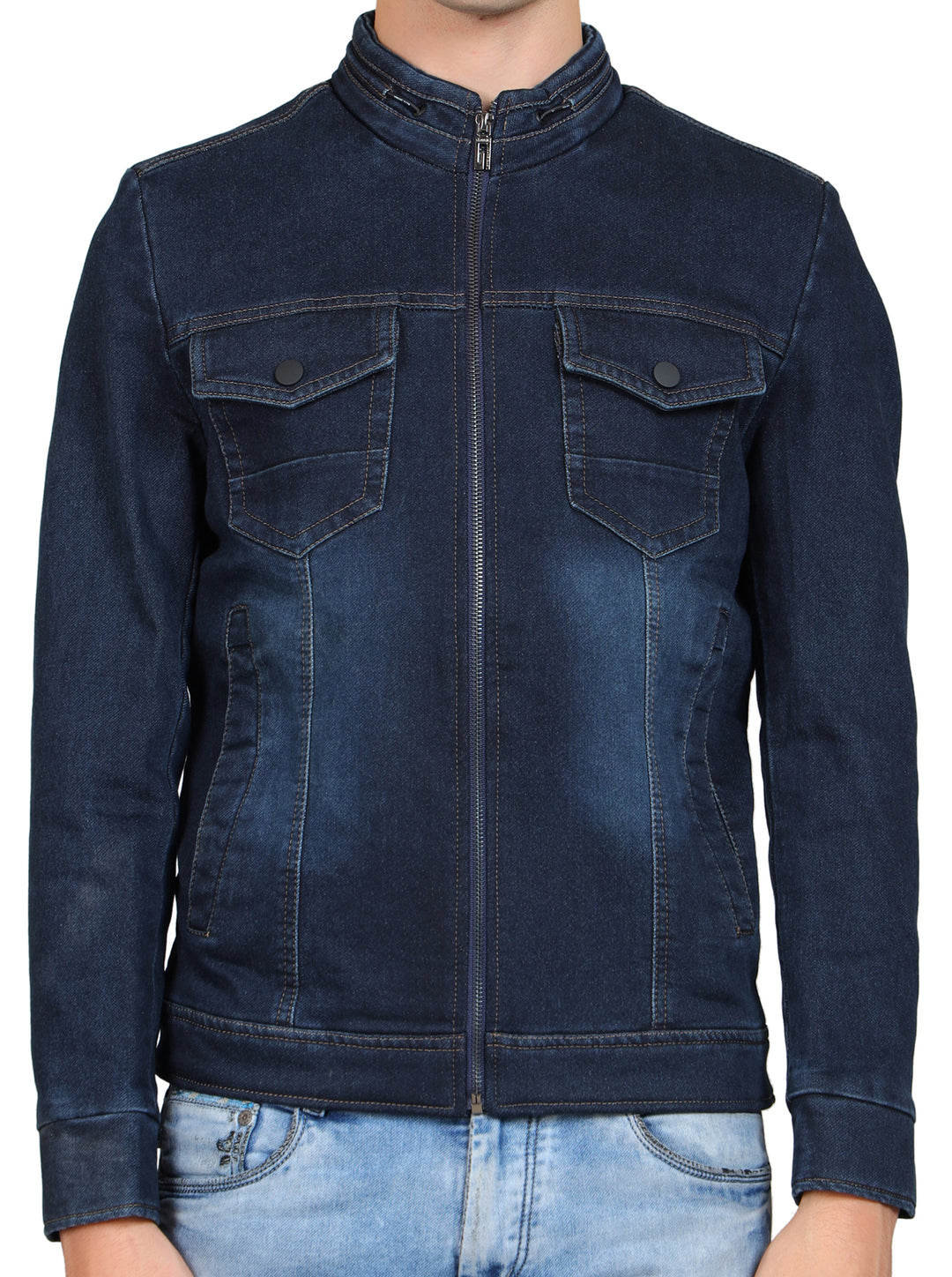 Stand Collar Denim Jacket