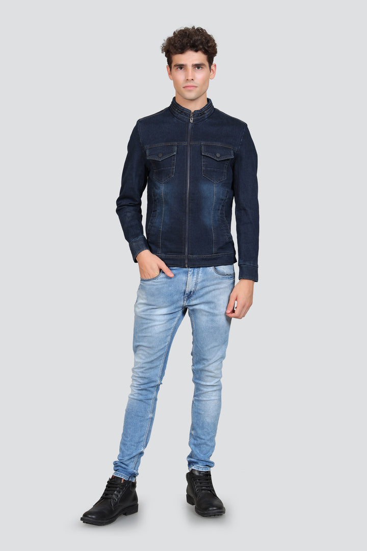 Stand Collar Denim Jacket