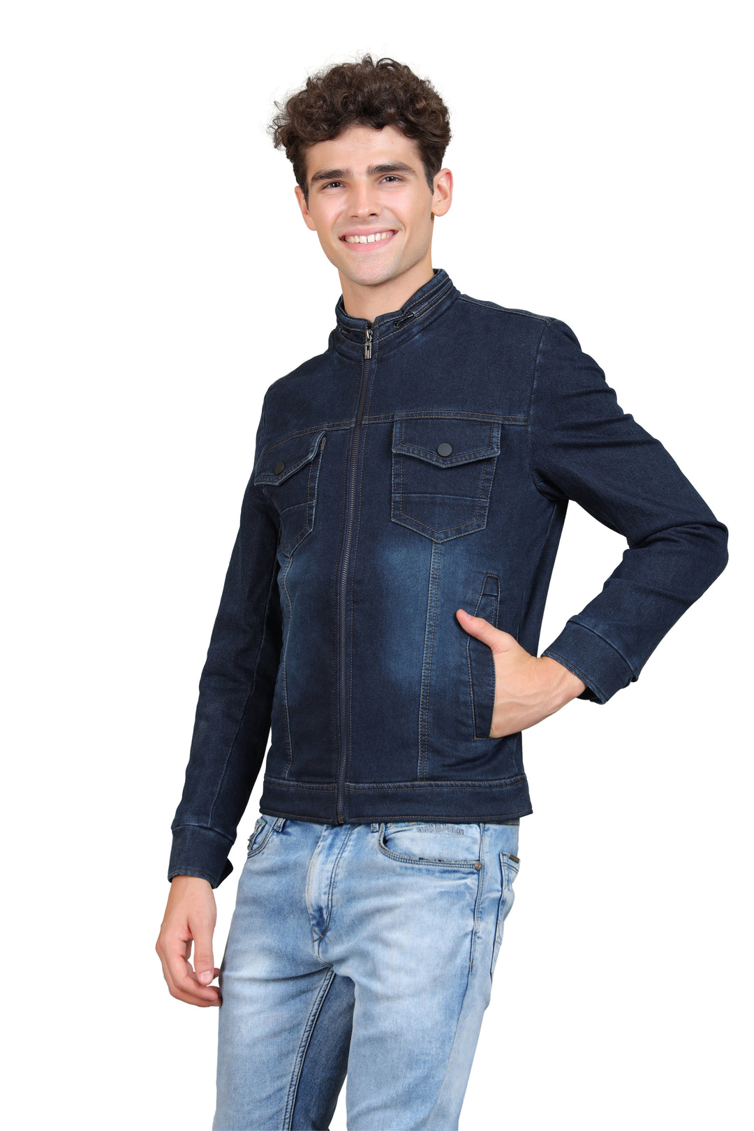 Stand Collar Denim Jacket