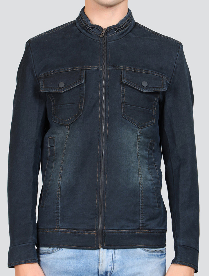 Stand Collar Denim Jacket