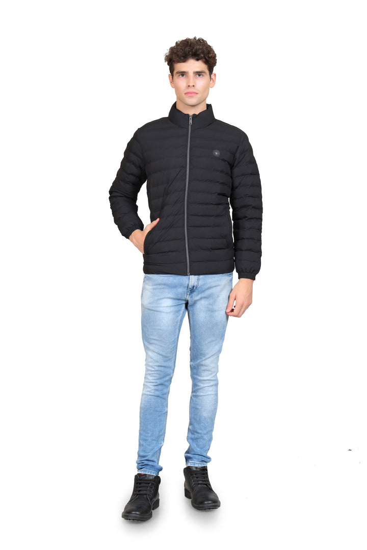 Mock Collar Woollen Puffer Jacket