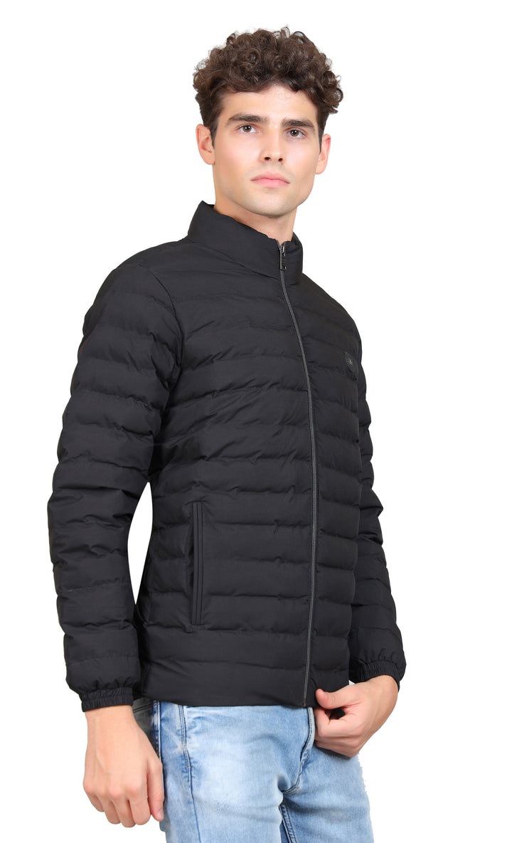 Mock Collar Woollen Puffer Jacket