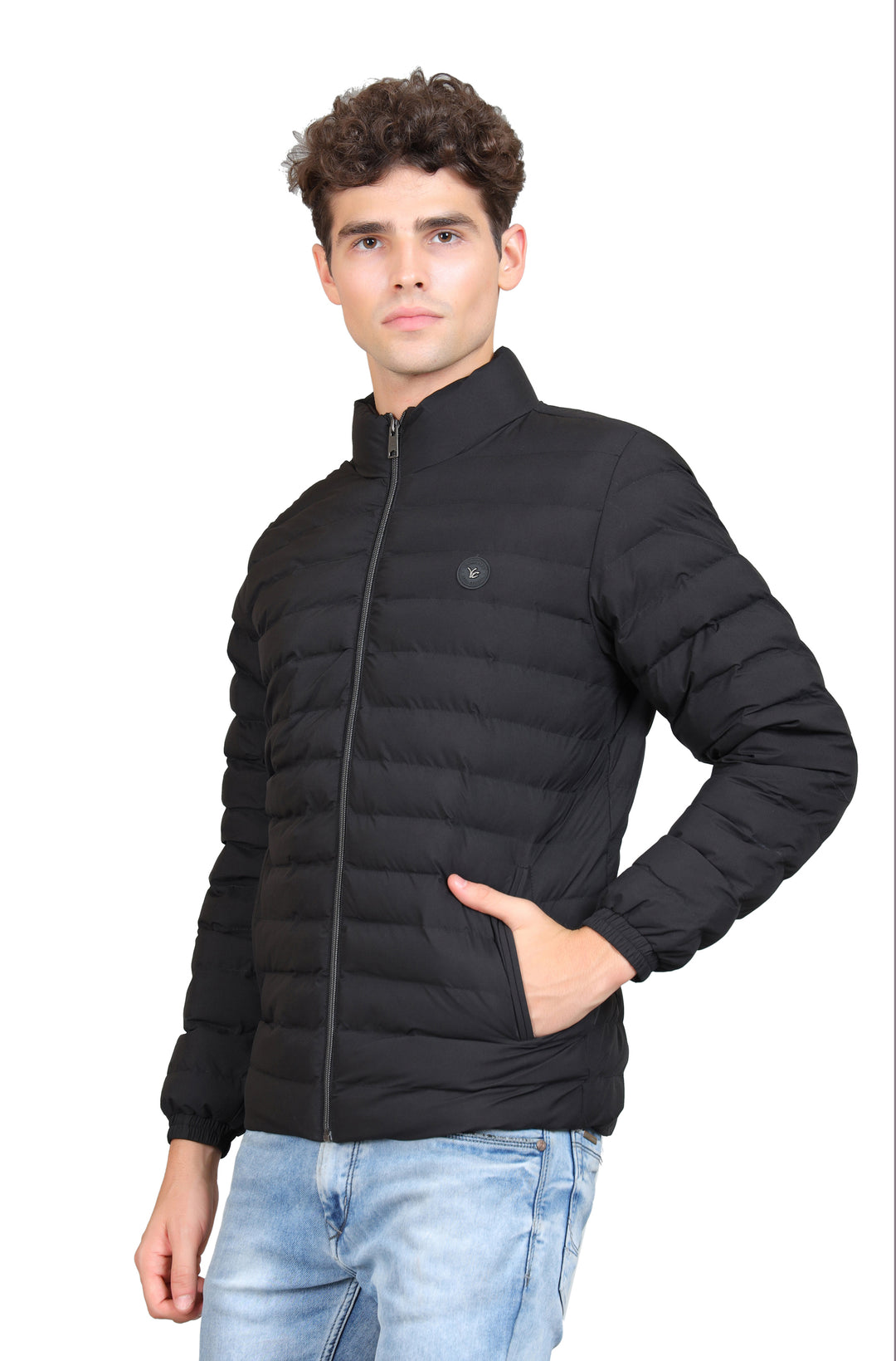 Mock Collar Woollen Puffer Jacket