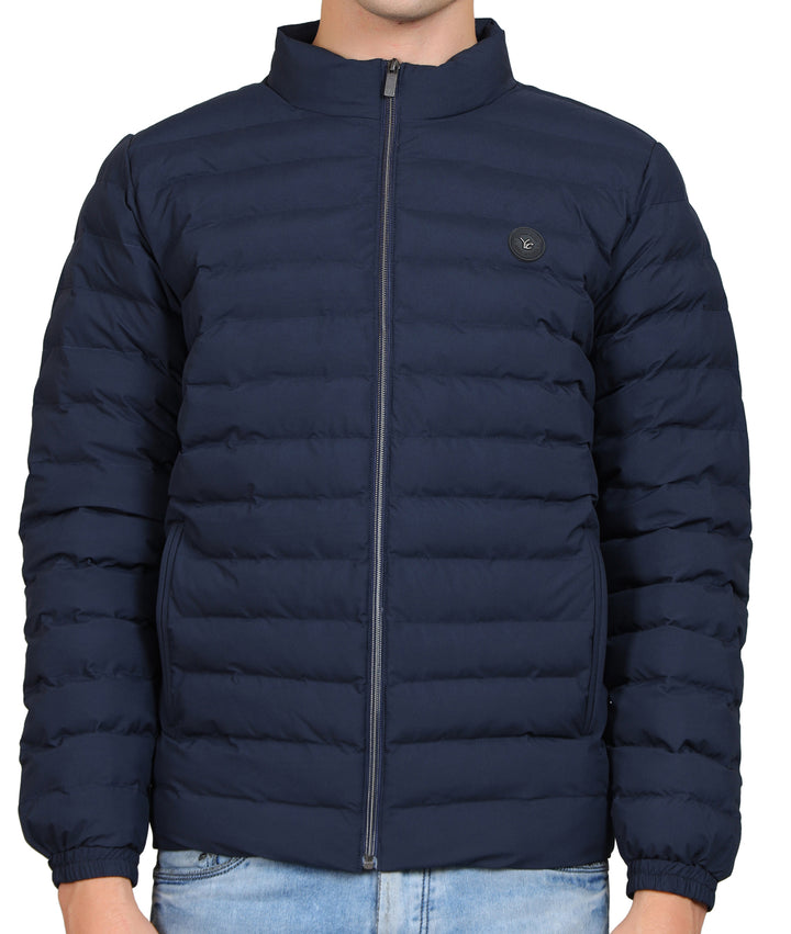 Mock Collar Woolen Puffer Jacket