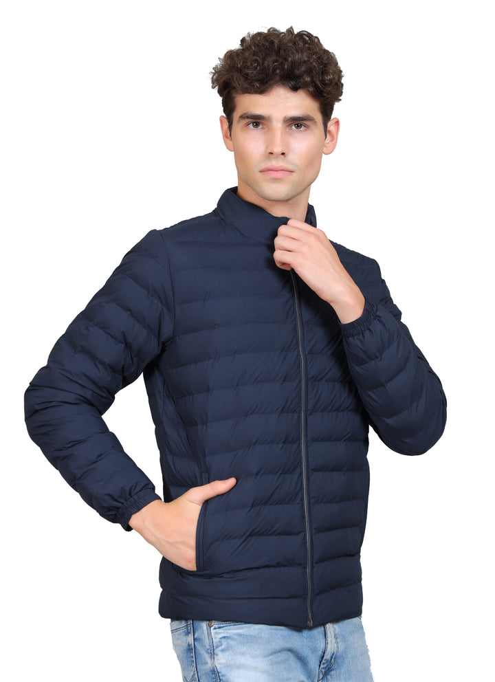 Mock Collar Woolen Puffer Jacket