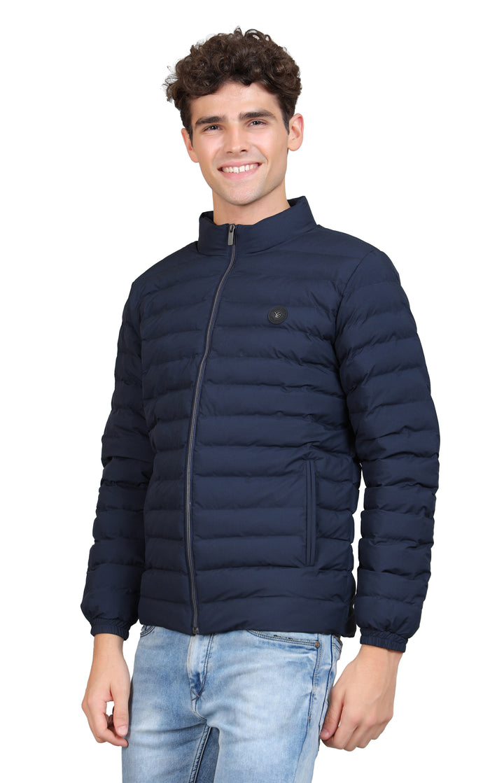 Mock Collar Woolen Puffer Jacket